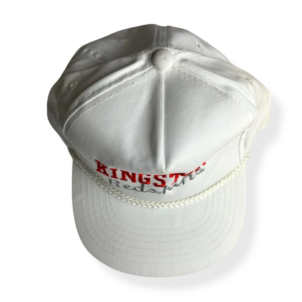 Vintage 90's Kingston Redskins‎ White Red  Trucker SnapBack Hat Rope Embroidered